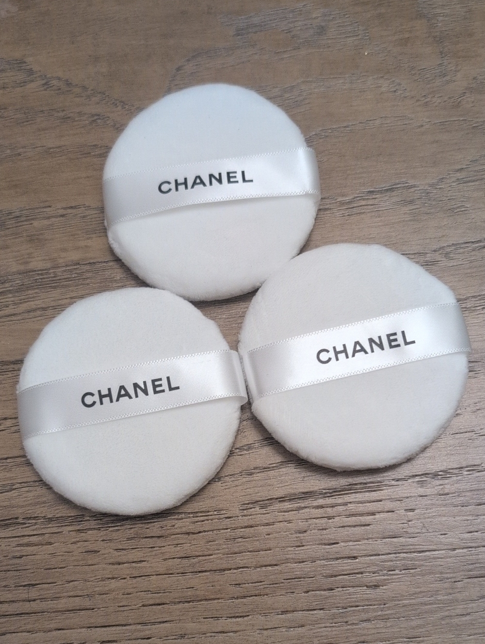 CHANEL White Velvet Makeup Puffs - Set of 3